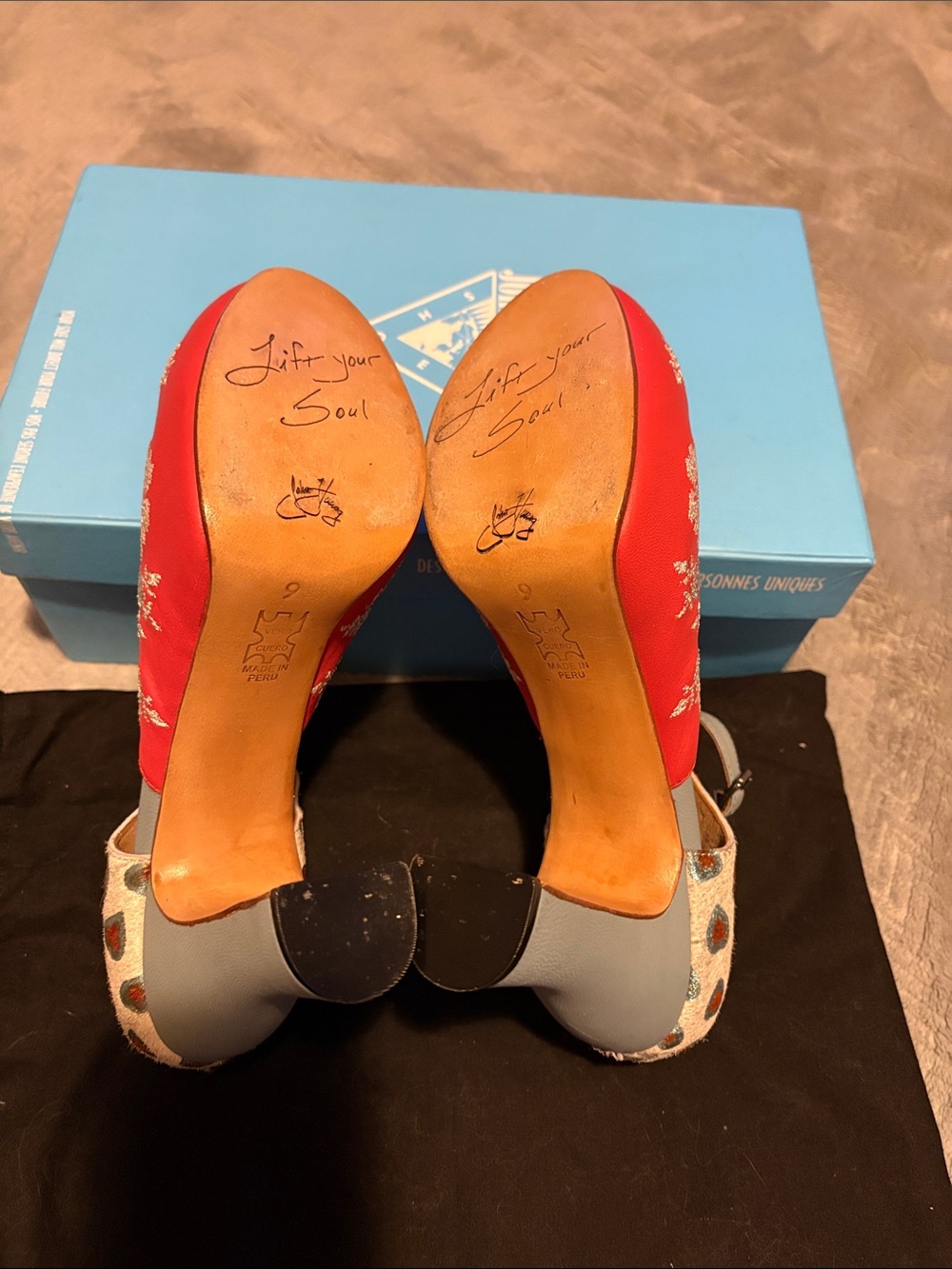 John Fluevog- Pre Loved Miracles Floral and Heart Mary Janes - Picture 4 of 10